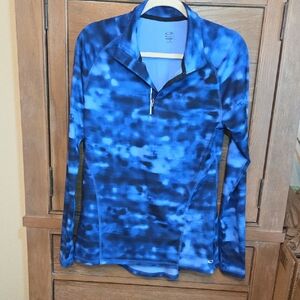 Champion Marbled Blue Quarter Zip Athletic Top Size M